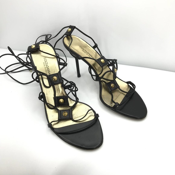 Dolce & Gabbana Shoes - Dolce & Gabbana Gladiator Wrap Studded High Heels